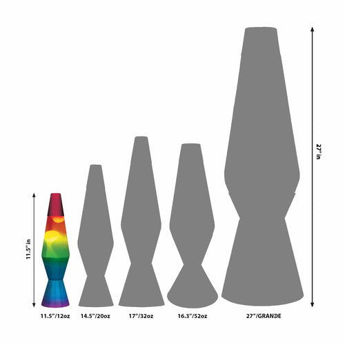 11.5" LAVA� Lamp Rainbow - White/Tricolor Size Comparison