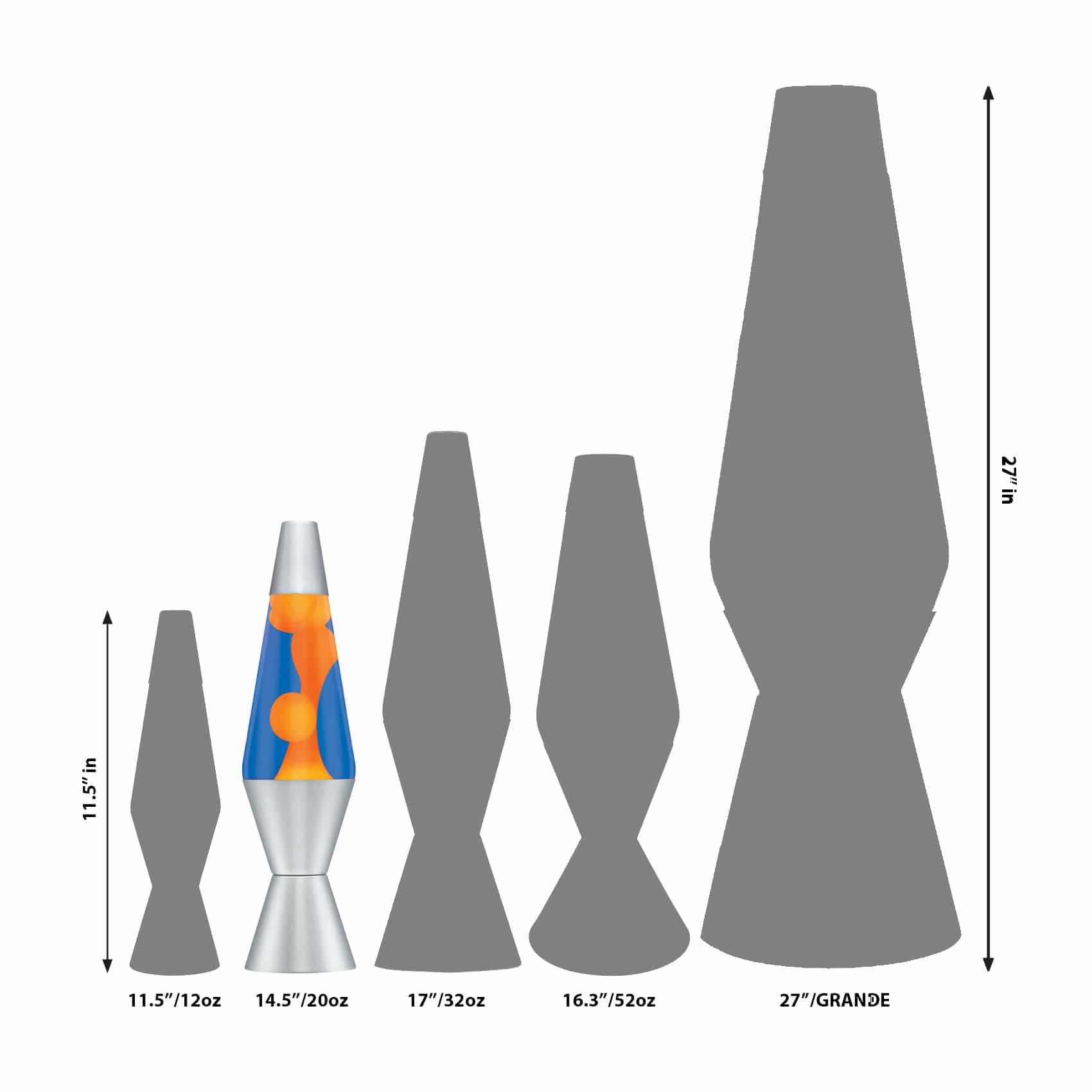 14.5" LAVA� Lamp - Orange/Blue/Silver Size Comparison