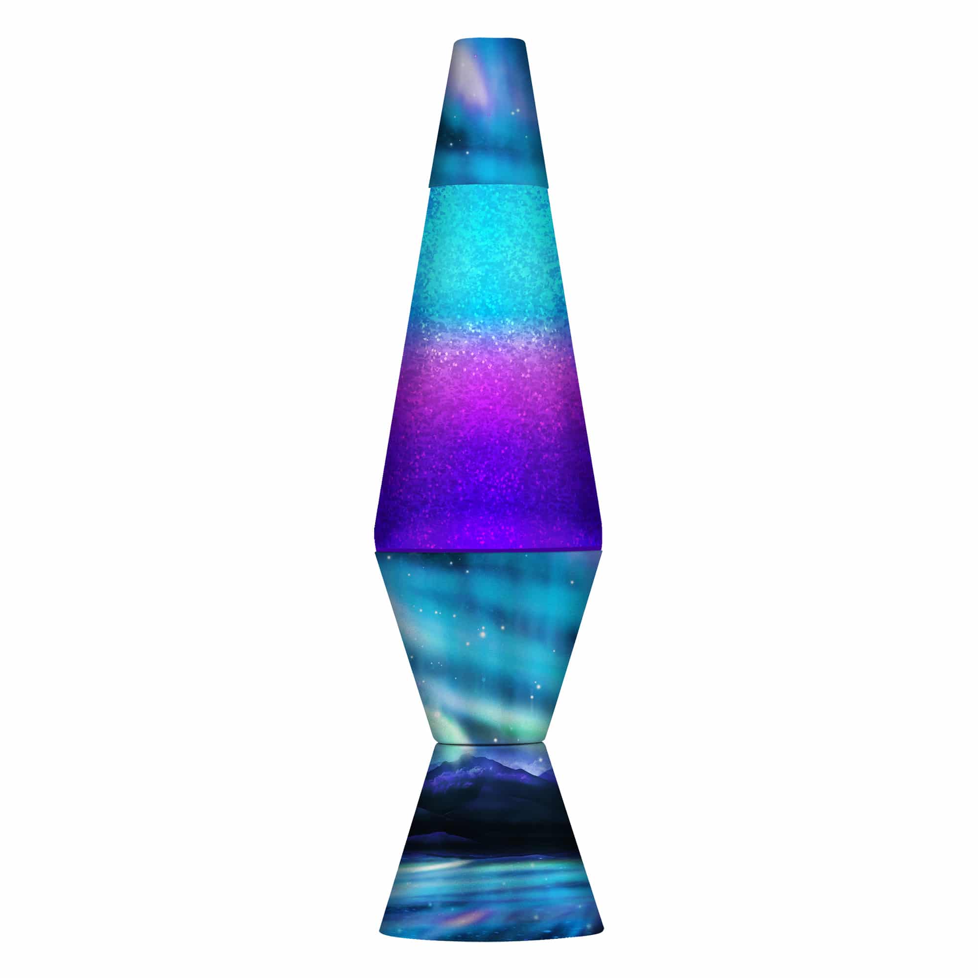 14.5" LAVA� Lamp Colormax Northern Lights - silver glitter, clear liquid, tricolor globe, norther lights base and cap