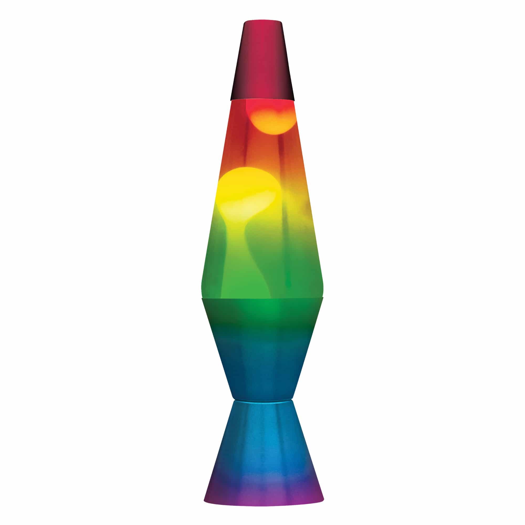 14.5" LAVA� Lamp Rainbow - white wax, clear liquid, tricolor globe, rainbow base and cap